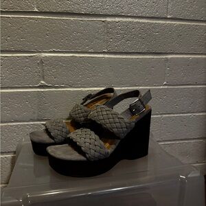 Journee Collection Braided Gray Wedge Sandals